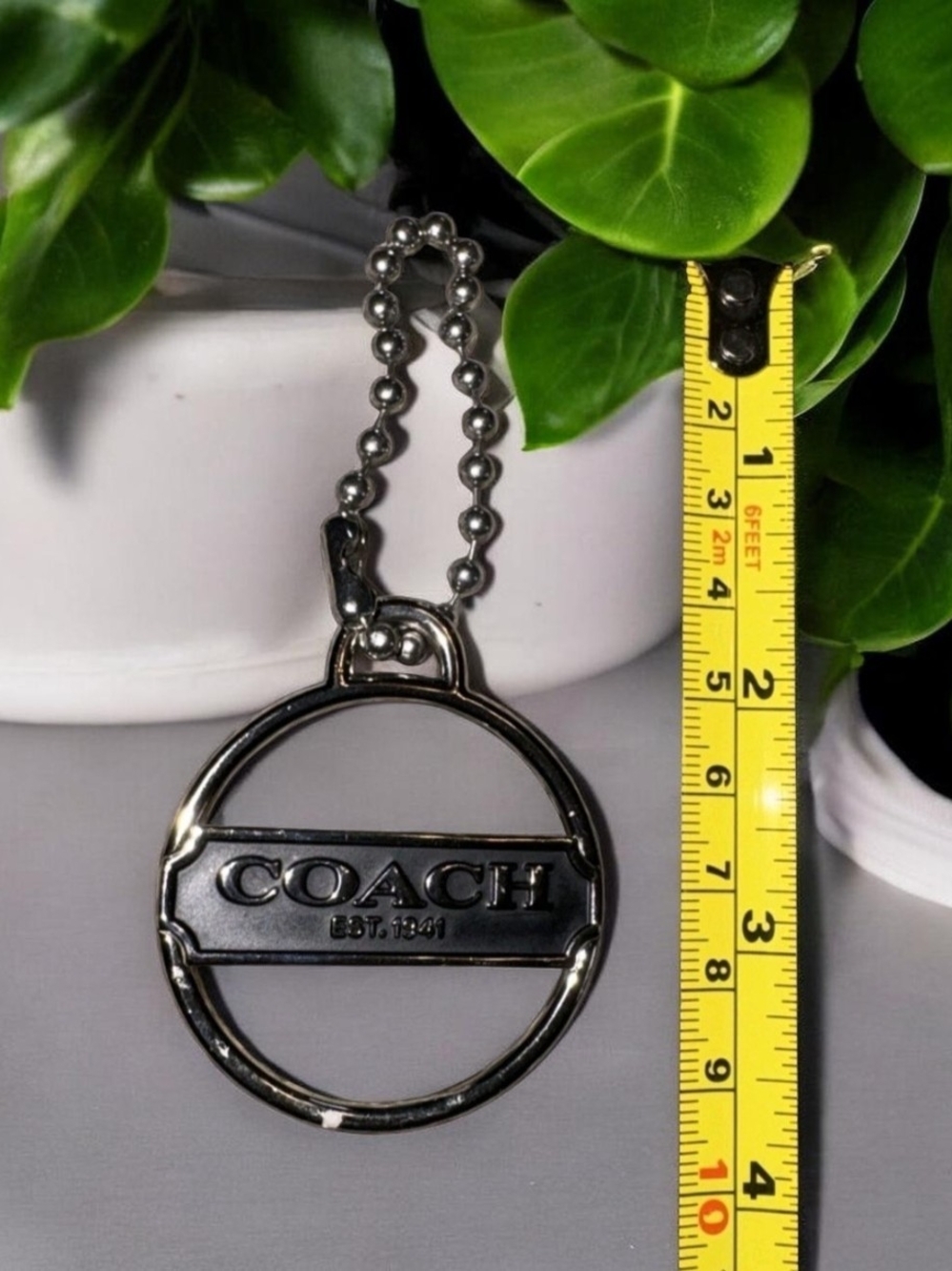 Coach EUC! Silver-Tone COACH Round Logo Hangtag